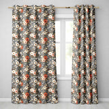 Vintage Floral Rose  Sage Green Background  Readymade Eyelet Ring Top Thermal 100% Blackout Curtains