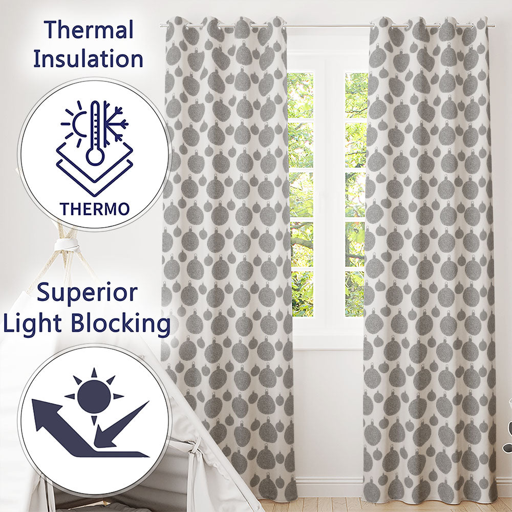 Silver Glitter Christmas  Minimal  Readymade Eyelet Ring Top Thermal 100% Blackout Curtains