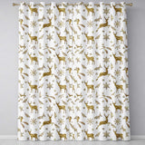 Gold Reindeer Snowflake Christmas  Luxury Festive  Readymade Eyelet Ring Top Thermal 100% Blackout Curtains