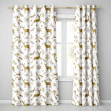 Gold Reindeer Snowflake Christmas  Luxury Festive  Readymade Eyelet Ring Top Thermal 100% Blackout Curtains