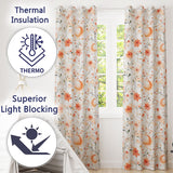 Celestial Moon Floral Night Sky   Watercolour  Readymade Eyelet Ring Top Thermal 100% Blackout Curtains