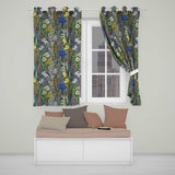 Tropical Botanical Garden Illustration Green Floral   Readymade Eyelet Ring Top Thermal 100% Blackout Curtains