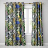 Tropical Botanical Garden Illustration Green Floral   Readymade Eyelet Ring Top Thermal 100% Blackout Curtains