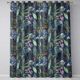 Elegant Botanical Floral Line Art Green Background   Readymade Eyelet Ring Top Thermal 100% Blackout Curtains