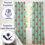 Red Rose Minimal  Blue Background Elegant  Readymade Eyelet Ring Top Thermal 100% Blackout Curtains