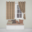 Natural Sand Crocodile Texture  Soft Neutral  Readymade Eyelet Ring Top Thermal 100% Blackout Curtains