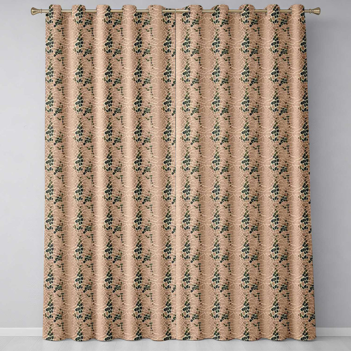 Natural Sand Crocodile Texture  Soft Neutral  Readymade Eyelet Ring Top Thermal 100% Blackout Curtains