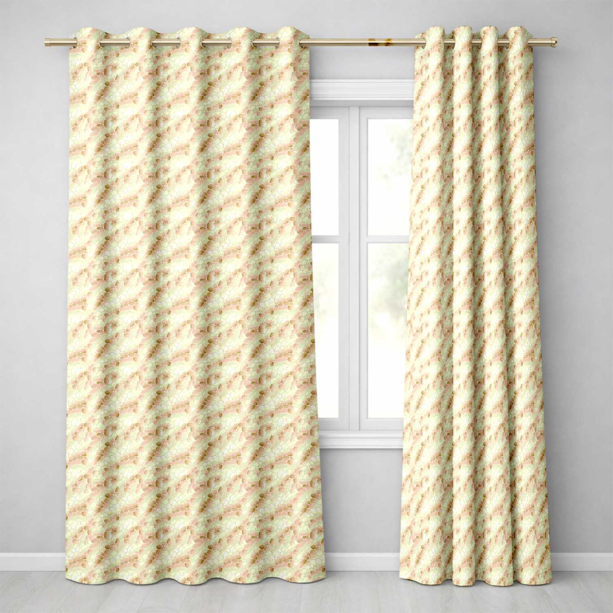 Soft Cream Crocodile Texture  Minimal Neutral  Readymade Eyelet Ring Top Thermal 100% Blackout Curtains