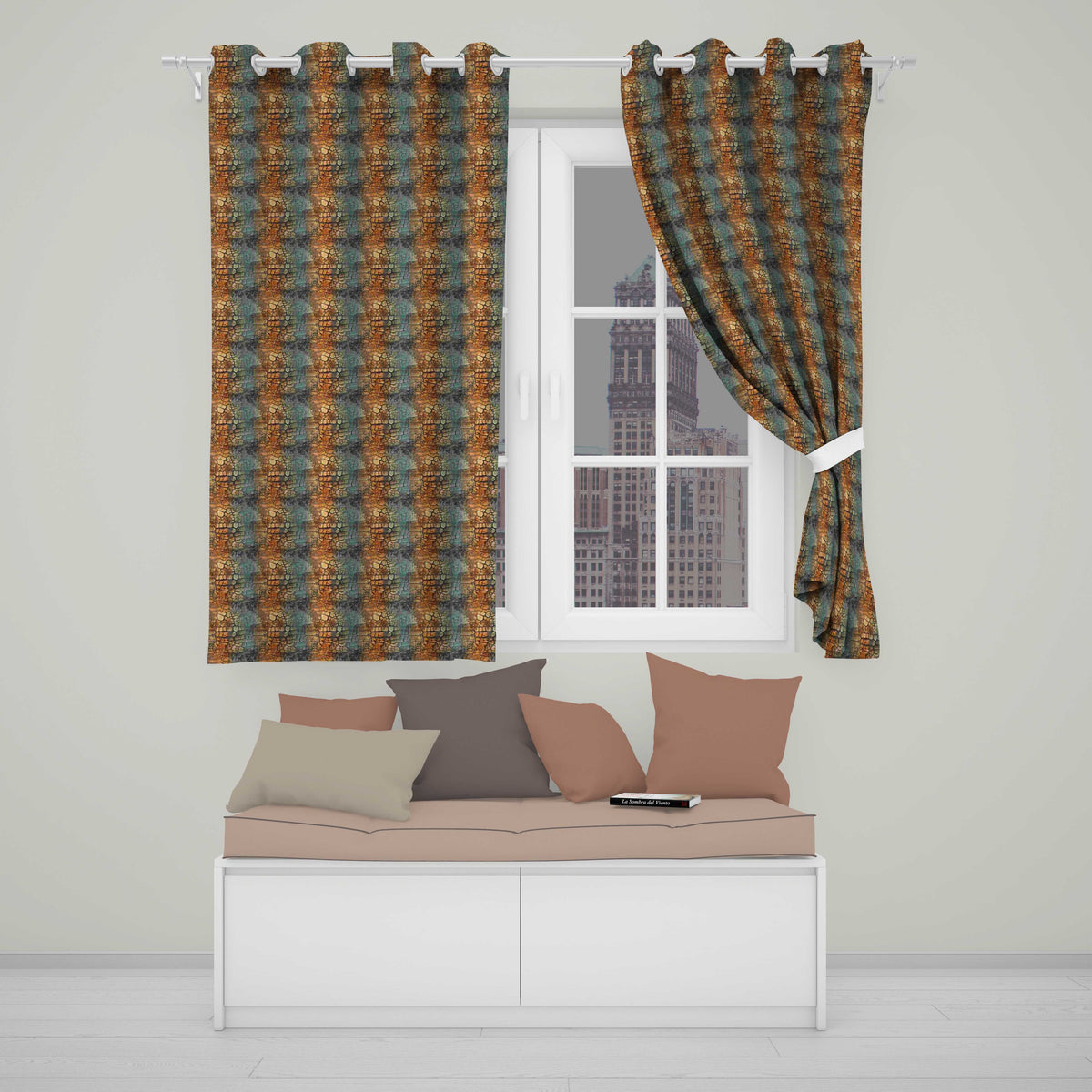 Classic Brown Crocodile Texture  Realistic Leather  Readymade Eyelet Ring Top Thermal 100% Blackout Curtains