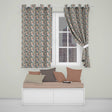 Elegant Woman Teal Floral Artistic  Readymade Eyelet Ring Top Thermal 100% Blackout Curtains