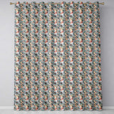 Elegant Woman Teal Floral Artistic  Readymade Eyelet Ring Top Thermal 100% Blackout Curtains