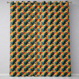Bold Abstract Paint Splash Teal Mustard Red Flow  Readymade Eyelet Ring Top Thermal 100% Blackout Curtains