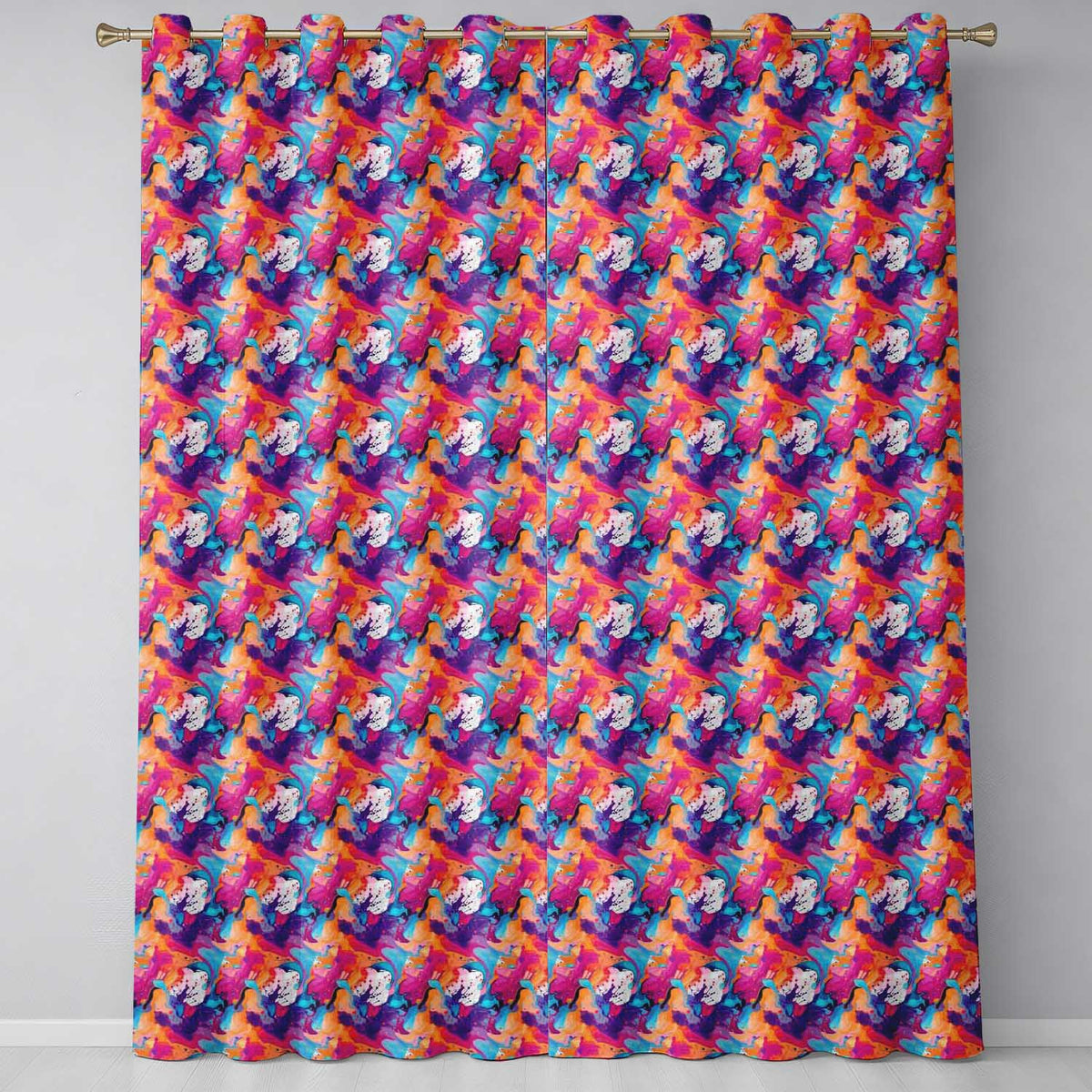 Colourful Liquid Marble Swirl Pink Purple Orange Abstract  Readymade Eyelet Ring Top Thermal 100% Blackout Curtains