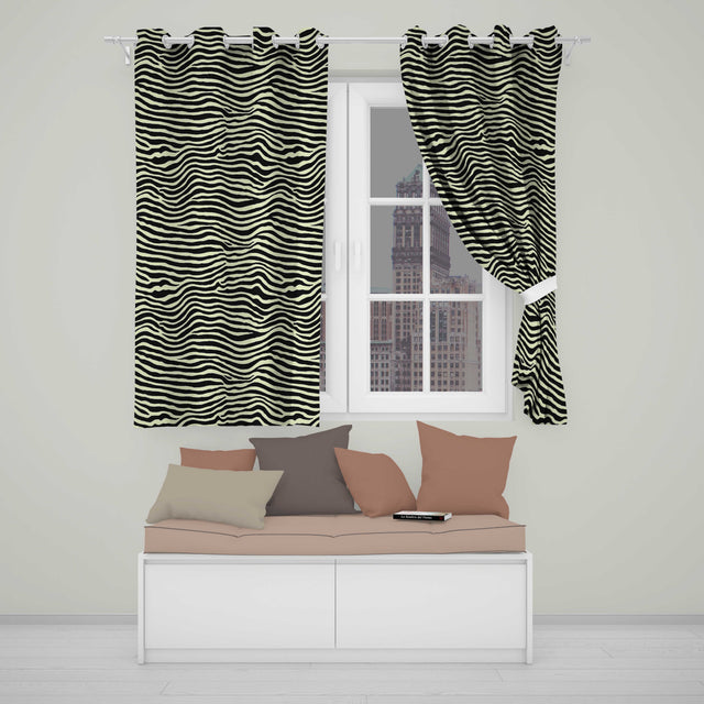 Organic Terrazzo Shapes Black Beige Modern Abstract  Readymade Eyelet Ring Top Thermal 100% Blackout Curtains