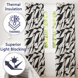 Zebra Line Black Cream Organic Stripe Pattern  Readymade Eyelet Ring Top Thermal 100% Blackout Curtains