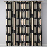 Vertical Stripe Blocks Black Cream Hand Drawn Linear  Readymade Eyelet Ring Top Thermal 100% Blackout Curtains