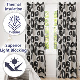 Soft Rounded Shapes Black Grey Minimal Abstract  Readymade Eyelet Ring Top Thermal 100% Blackout Curtains