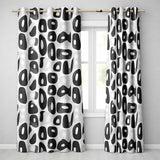 Soft Rounded Shapes Black Grey Minimal Abstract  Readymade Eyelet Ring Top Thermal 100% Blackout Curtains