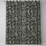 Tribal Maze Lines Black Cream Geometric Abstract  Readymade Eyelet Ring Top Thermal 100% Blackout Curtains