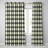 Classic Houndstooth Black Cream Timeless  Readymade Eyelet Ring Top Thermal 100% Blackout Curtains