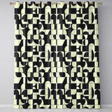 Abstract Cutout Grid Black Cream Modern Geometric  Readymade Eyelet Ring Top Thermal 100% Blackout Curtains