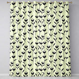 Scandinavian Floral Stems Black Cream Simple Flower  Readymade Eyelet Ring Top Thermal 100% Blackout Curtains