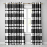 Textured Brush Check Black Cream Abstract Grid  Readymade Eyelet Ring Top Thermal 100% Blackout Curtains