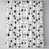 Brush Stroke Texture Black Cream Vertical Abstract  Readymade Eyelet Ring Top Thermal 100% Blackout Curtains