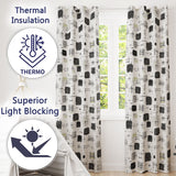 Brush Stroke Texture Black Cream Vertical Abstract  Readymade Eyelet Ring Top Thermal 100% Blackout Curtains