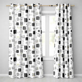 Brush Stroke Texture Black Cream Vertical Abstract  Readymade Eyelet Ring Top Thermal 100% Blackout Curtains
