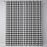 Fine Line Gingham Black Cream Textured Check  Readymade Eyelet Ring Top Thermal 100% Blackout Curtains