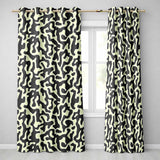 Concentric Circles & Stripes Black Cream Abstract  Readymade Eyelet Ring Top Thermal 100% Blackout Curtains
