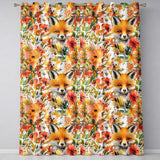 Watercolor Fox Floral Artistic Pattern  Readymade Eyelet Ring Top Thermal 100% Blackout Curtains