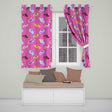 Pink  Axolotl Cartoon Seamless  Kawaii Fantasy Animal Design  Readymade Eyelet Ring Top Thermal 100% Blackout Curtains