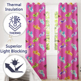 Pink  Axolotl Cartoon Seamless  Kawaii Fantasy Animal Design  Readymade Eyelet Ring Top Thermal 100% Blackout Curtains
