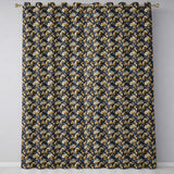 Blue Gold Baroque Floral Seamless  Luxury Vintage Ornamental Design  Readymade Eyelet Ring Top Thermal 100% Blackout Curtains
