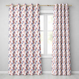 Soft Red Blue Floral Seamless  Vintage Botanical Ornamental Design  Readymade Eyelet Ring Top Thermal 100% Blackout Curtains