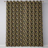 Rich Gold Black Floral Baroque Seamless  Luxury Vintage Ornamental Design  Readymade Eyelet Ring Top Thermal 100% Blackout Curtains