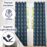 Blue Ocean Whale Seamless  Deep Sea Marine Animal Design  Readymade Eyelet Ring Top Thermal 100% Blackout Curtains