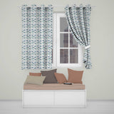 Light Blue Ocean Whale Seamless  Minimal Marine Animal Design  Readymade Eyelet Ring Top Thermal 100% Blackout Curtains