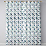 Light Blue Ocean Whale Seamless  Minimal Marine Animal Design  Readymade Eyelet Ring Top Thermal 100% Blackout Curtains
