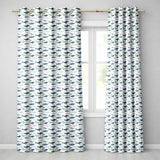 Light Blue Ocean Whale Seamless  Minimal Marine Animal Design  Readymade Eyelet Ring Top Thermal 100% Blackout Curtains
