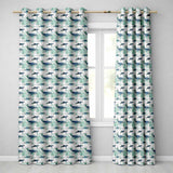 Blue Whale Seamless  Ocean Marine Animal Silhouette Design  Readymade Eyelet Ring Top Thermal 100% Blackout Curtains