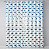 Watercolor Blue Whale Seaweed Seamless  Marine Ocean Design  Readymade Eyelet Ring Top Thermal 100% Blackout Curtains