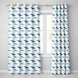 Watercolor Blue Whale Seaweed Seamless  Marine Ocean Design  Readymade Eyelet Ring Top Thermal 100% Blackout Curtains