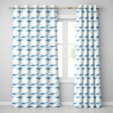 Watercolor Blue Dolphin Seaweed Seamless  Marine Ocean Design  Readymade Eyelet Ring Top Thermal 100% Blackout Curtains