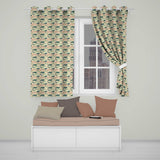 Ocean Whale Seamless  Distressed Beige Marine Animal Design  Readymade Eyelet Ring Top Thermal 100% Blackout Curtains
