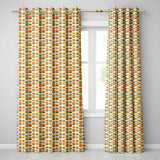 Burger Cartoon Seamless  Fast Food Snack Design  Readymade Eyelet Ring Top Thermal 100% Blackout Curtains