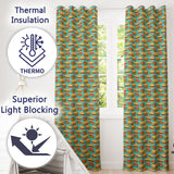 Burger Cartoon Seamless  Blue Background Food Design  Readymade Eyelet Ring Top Thermal 100% Blackout Curtains