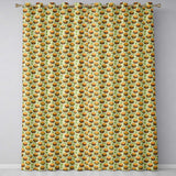Autumn Burger Leaves Seamless  Beige Background Fast Food Design  Readymade Eyelet Ring Top Thermal 100% Blackout Curtains